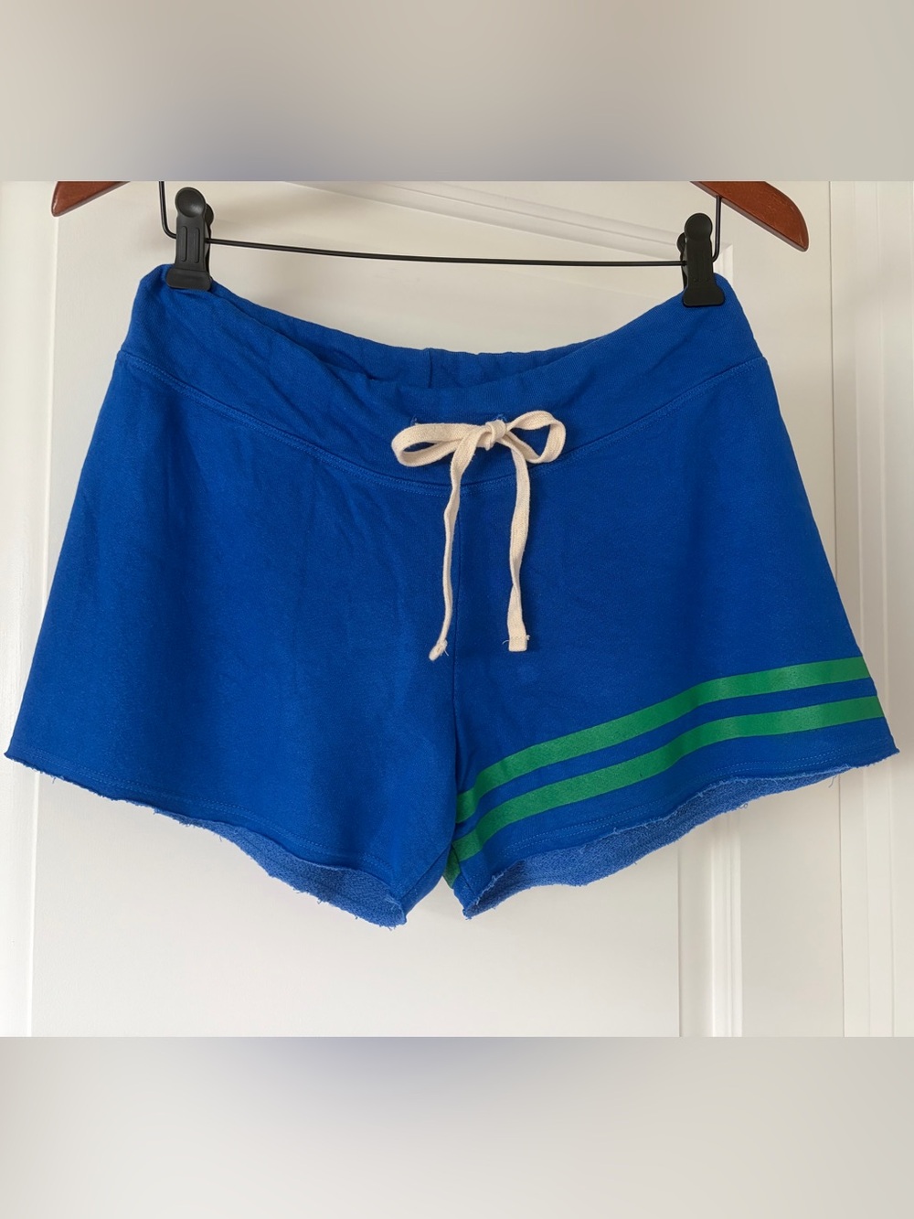SUNDRY Blue & Green Striped Drawstring Lounge Shorts stripes, size 0, EUC